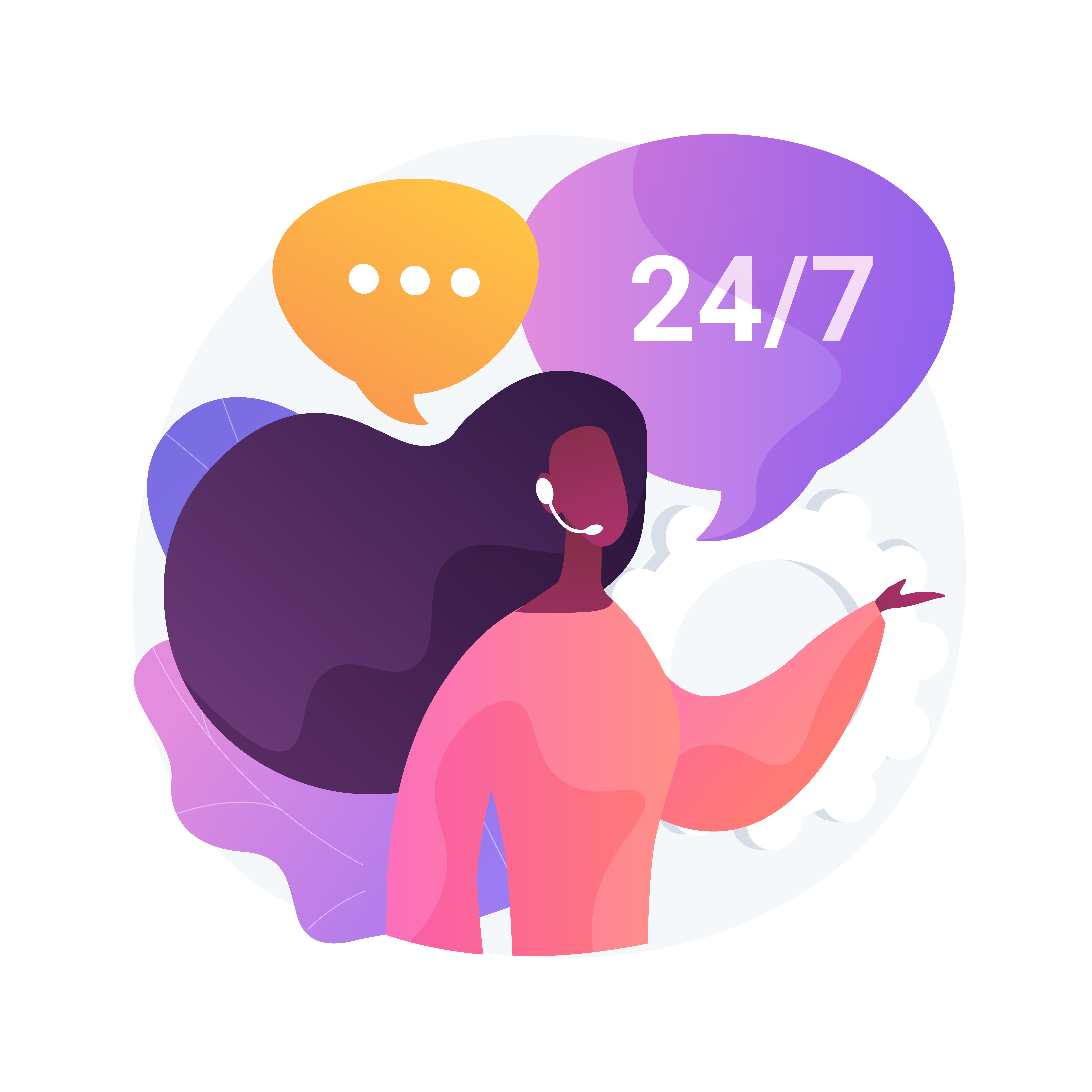 Call center abstract concept vector illustration. Handling call system, virtual help center, customer service point, product support, market research and communication software abstract metaphor.